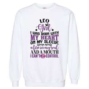 Leo Funny Zodiac Sign Graphic Gift Garment-Dyed Sweatshirt