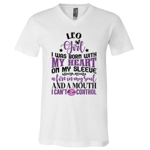 Leo Funny Zodiac Sign Graphic Gift V-Neck T-Shirt