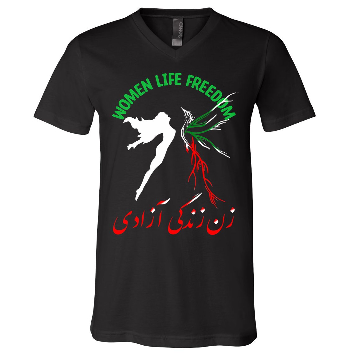 Life Freedom Zan Zendegi Azadi Iran Free Iranian V-Neck T-Shirt