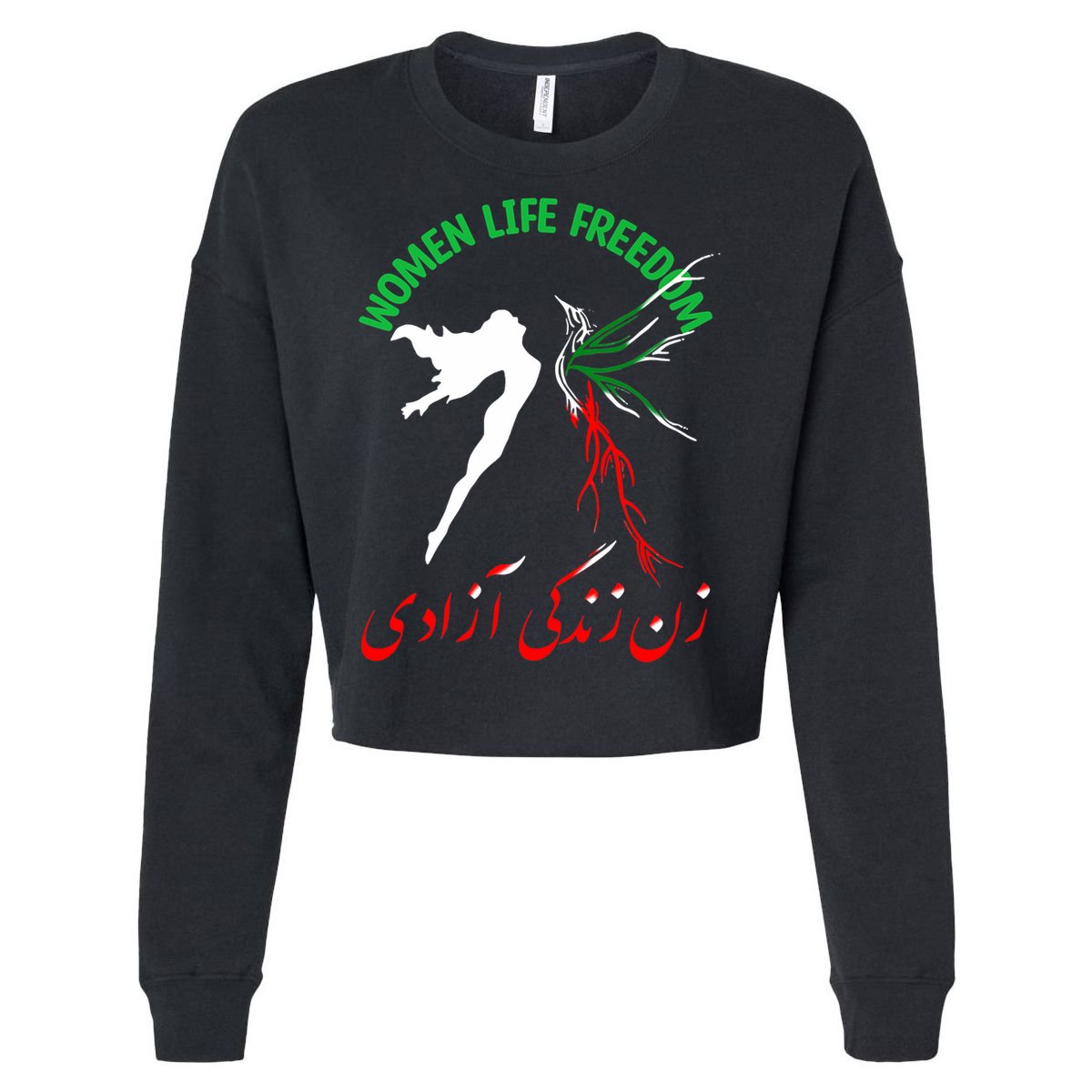 Life Freedom Zan Zendegi Azadi Iran Free Iranian Cropped Pullover Crew
