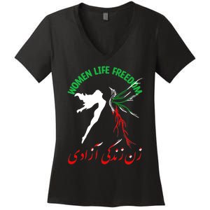 Life Freedom Zan Zendegi Azadi Iran Free Iranian Women's V-Neck T-Shirt