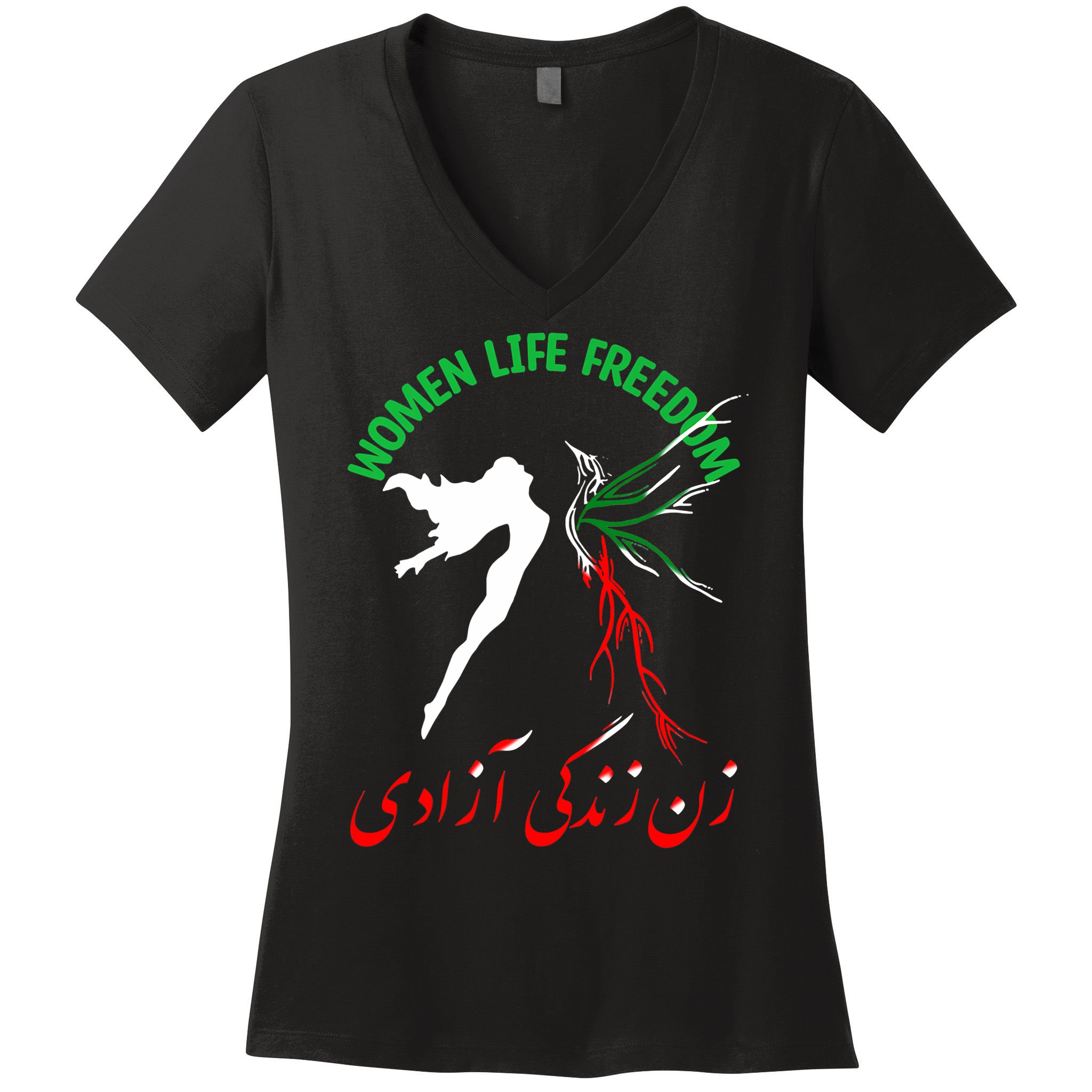 Life Freedom Zan Zendegi Azadi Iran Free Iranian Women's V-Neck T-Shirt
