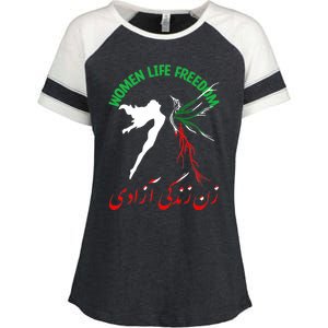 Life Freedom Zan Zendegi Azadi Iran Free Iranian Enza Ladies Jersey Colorblock Tee