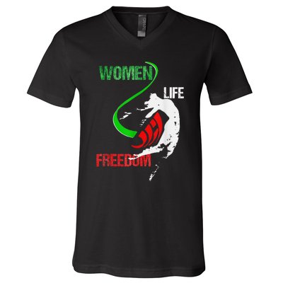 Life Freedom Zan Zendegi Azadi Iran Freedom V-Neck T-Shirt