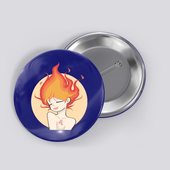 Leo Fire Zodiac Horoscope Astrology Cute Gift Button