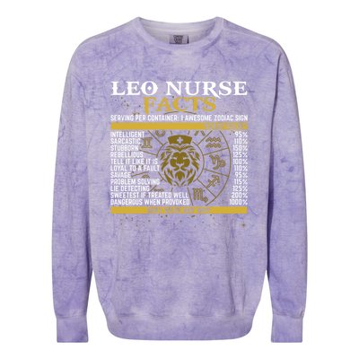 Leo Facts Zodiac Signs A Nutritional Facts For Nurses Gift Colorblast Crewneck Sweatshirt