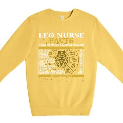 Leo Facts Zodiac Signs A Nutritional Facts For Nurses Gift Premium Crewneck Sweatshirt