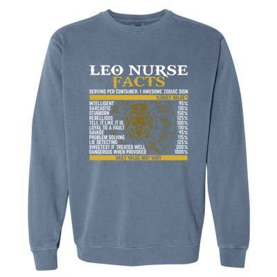 Leo Facts Zodiac Signs A Nutritional Facts For Nurses Gift Garment-Dyed Sweatshirt