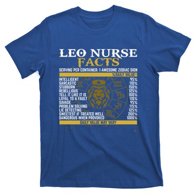 Leo Facts Zodiac Signs A Nutritional Facts For Nurses Gift T-Shirt