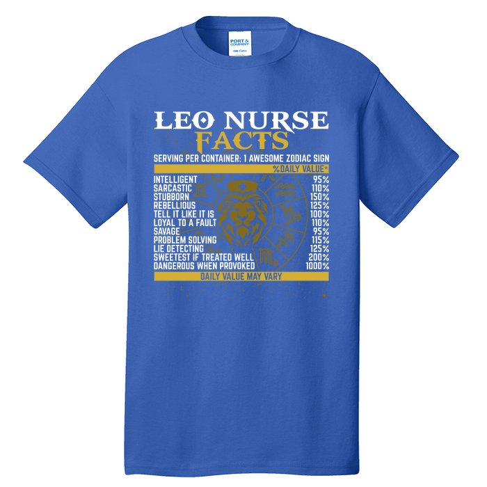 Leo Facts Zodiac Signs A Nutritional Facts For Nurses Gift Tall T-Shirt