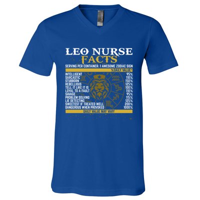 Leo Facts Zodiac Signs A Nutritional Facts For Nurses Gift V-Neck T-Shirt