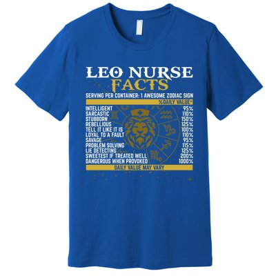 Leo Facts Zodiac Signs A Nutritional Facts For Nurses Gift Premium T-Shirt