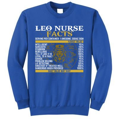 Leo Facts Zodiac Signs A Nutritional Facts For Nurses Gift Tall Sweatshirt