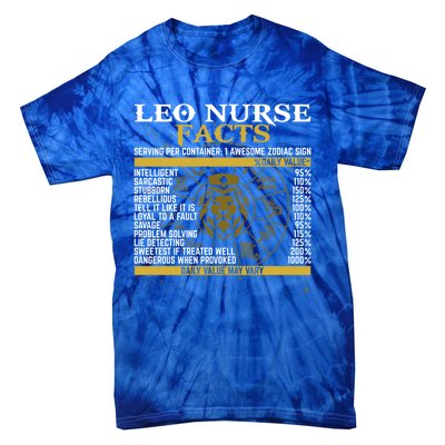 Leo Facts Zodiac Signs A Nutritional Facts For Nurses Gift Tie-Dye T-Shirt