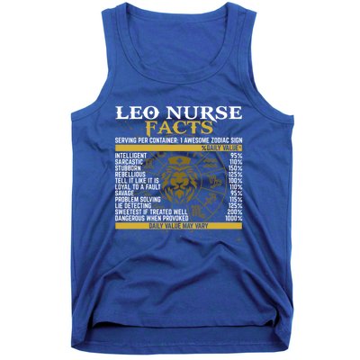 Leo Facts Zodiac Signs A Nutritional Facts For Nurses Gift Tank Top