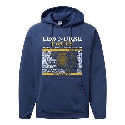 Leo Facts Zodiac Signs A Nutritional Facts For Nurses Gift Performance Fleece Hoodie