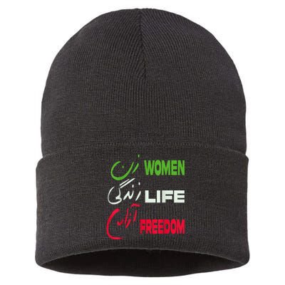  Life Freedom Zan Zendegi Azadi Farsi Support Iran Sustainable Knit Beanie