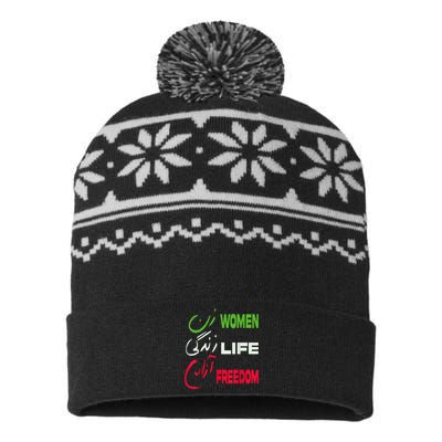  Life Freedom Zan Zendegi Azadi Farsi Support Iran USA-Made Snowflake Beanie