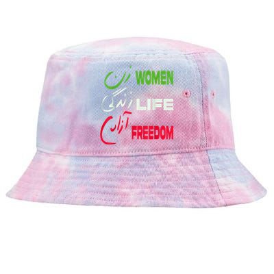  Life Freedom Zan Zendegi Azadi Farsi Support Iran Tie-Dyed Bucket Hat