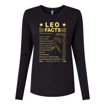 Leo Facts Zodiac Funny Leo Birthday Gift Tee Womens Cotton Relaxed Long Sleeve T-Shirt