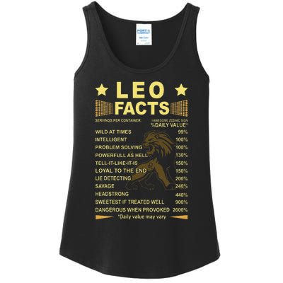 Leo Facts Zodiac Funny Leo Birthday Gift Tee Ladies Essential Tank