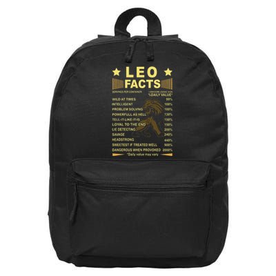 Leo Facts Zodiac Funny Leo Birthday Gift Tee 16 in Basic Backpack