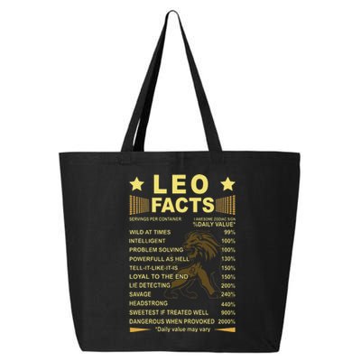 Leo Facts Zodiac Funny Leo Birthday Gift Tee 25L Jumbo Tote