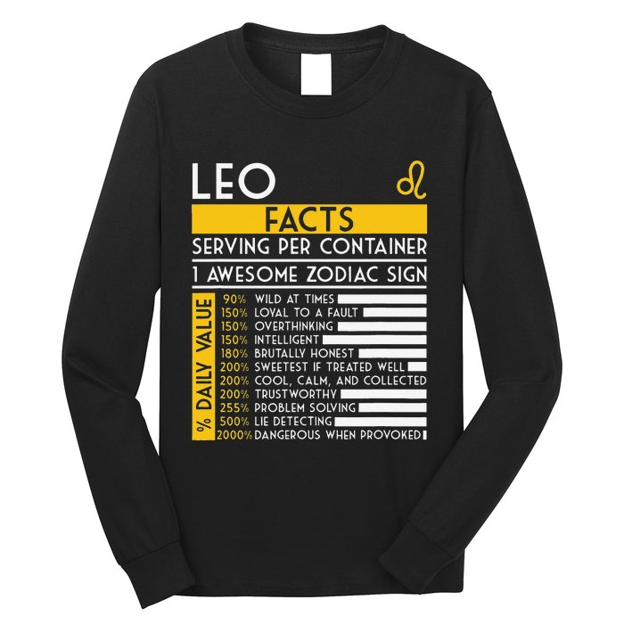 Leo Facts Zodiac Horoscope Funny Astrology Star Sign Long Sleeve Shirt