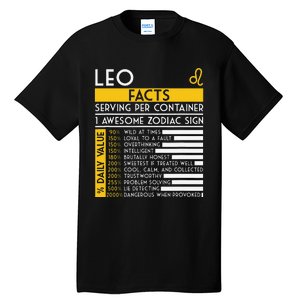 Leo Facts Zodiac Horoscope Funny Astrology Star Sign Tall T-Shirt