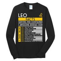 Leo Facts Zodiac Horoscope Funny Astrology Star Sign Tall Long Sleeve T-Shirt