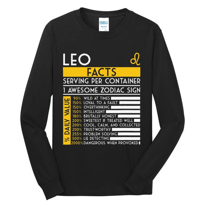 Leo Facts Zodiac Horoscope Funny Astrology Star Sign Tall Long Sleeve T-Shirt