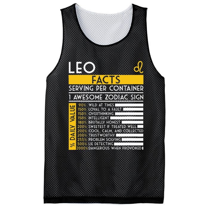 Leo Facts Zodiac Horoscope Funny Astrology Star Sign Mesh Reversible Basketball Jersey Tank