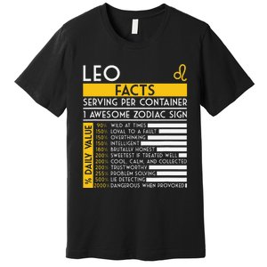 Leo Facts Zodiac Horoscope Funny Astrology Star Sign Premium T-Shirt