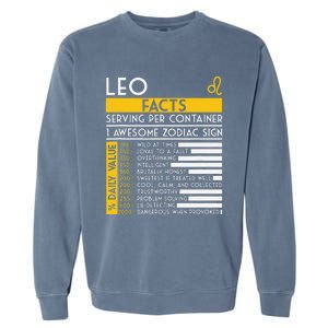 Leo Facts Zodiac Horoscope Funny Astrology Star Sign Garment-Dyed Sweatshirt