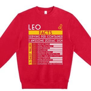 Leo Facts Zodiac Horoscope Funny Astrology Star Sign Premium Crewneck Sweatshirt