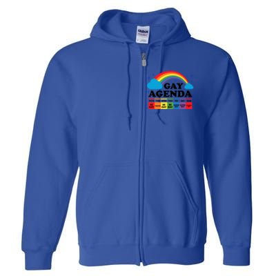 Lesbian Gay Agenda Rainbow Pride Month Funny Lgbtq Ally Homo Cute Gift Full Zip Hoodie