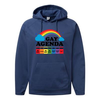 Lesbian Gay Agenda Rainbow Pride Month Funny Lgbtq Ally Homo Cute Gift Performance Fleece Hoodie