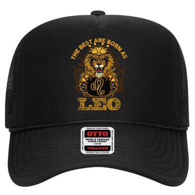 Lion graphic art July August Birthday design Leo Zodiac sign High Crown Mesh Back Trucker Hat