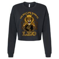 Lion graphic art July August Birthday design Leo Zodiac sign Cropped Pullover Crew