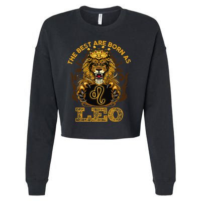 Lion graphic art July August Birthday design Leo Zodiac sign Cropped Pullover Crew