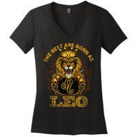 Lion graphic art July August Birthday design Leo Zodiac sign Women's V-Neck T-Shirt