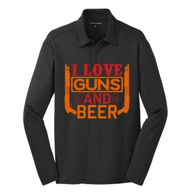 Love Guns And Beer Silk Touch Performance Long Sleeve Polo