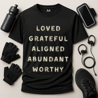 LOVED GRATEFUL ALIGNED ABUNDANT WORTHY AFFRIMATIONS POSITIVE Cooling Performance Crew T-Shirt