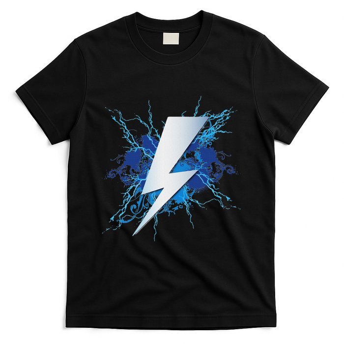 Lightning Graphic And Thunderbolt Design Blue T-Shirt