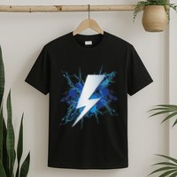 Lightning Graphic And Thunderbolt Design Blue T-Shirt