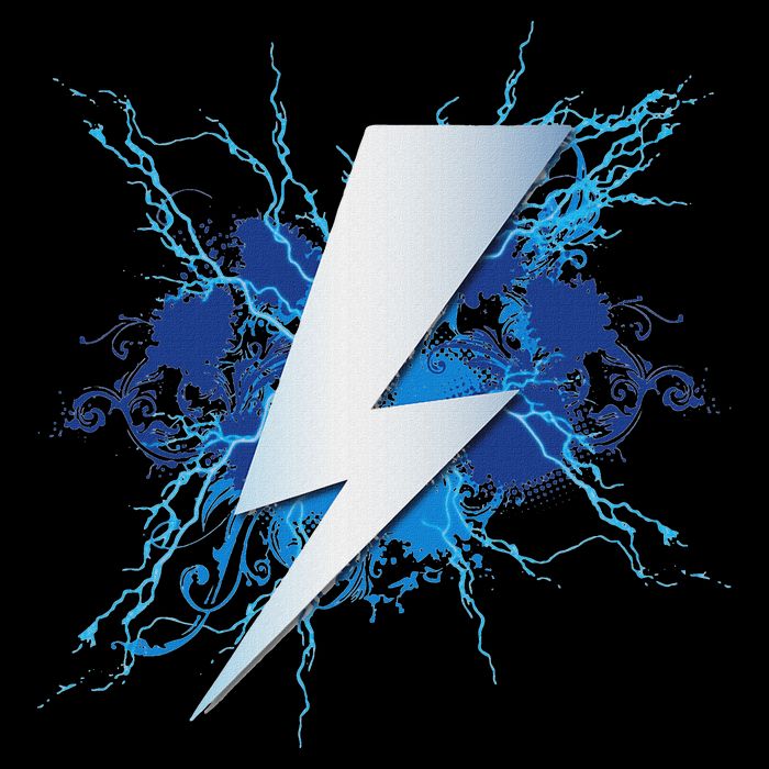 Lightning Graphic And Thunderbolt Design Blue Flat Bill Trucker Hat