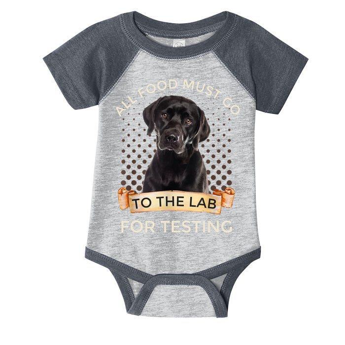Labrador Gifts All Food Must Go To The Lab For Testing TShirt Infant Baby Jersey Bodysuit