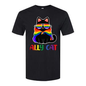 LGBT Gay Ally Cat Be Kind Rainbow Pride Flag Wo Softstyle CVC T-Shirt