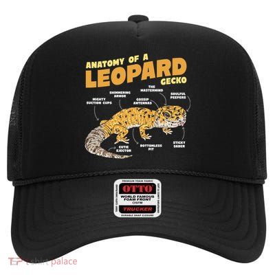 Leopard Gecko Anatomy High Crown Mesh Back Trucker Hat