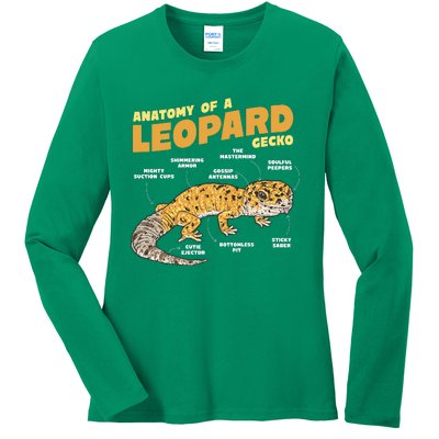 Leopard Gecko Anatomy Ladies Long Sleeve Shirt